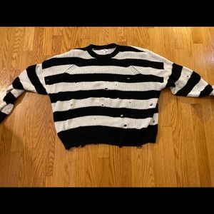 Nordstrom BP Black and White Striped “torn” sweater